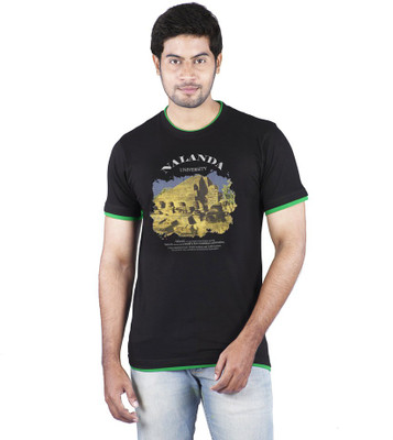 

Bib & Tucker Printed Men's Round Neck Black T-Shirt