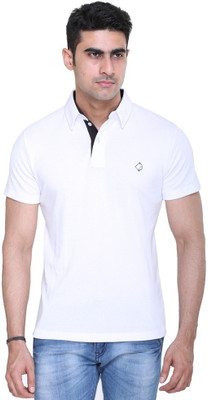

Colors & Blends Solid Men' Polo Neck White T-Shirt