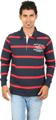 

Red Line Striped Men's Polo Neck Blue, Red T-Shirt, H.navy