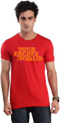 

Inkovy Graphic Print Men' Round Neck Red T-Shirt