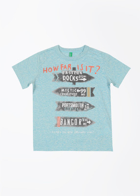 United Colors of Benetton. Boys Printed Cotton T Shirt(Blue