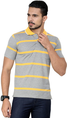 

Cotton County Premium Striped Men's Flap Collar Neck Yellow T-Shirt