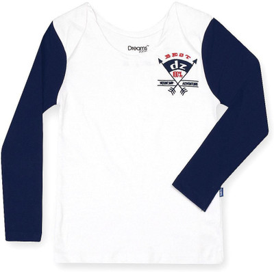 Dreamszone Boys Solid Cotton T Shirt(Blue, Pack of 1), White navy