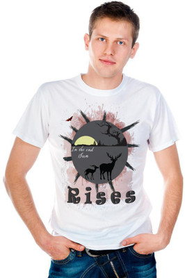 

6th Cross Graphic Print Men's Round Neck White T-Shirt