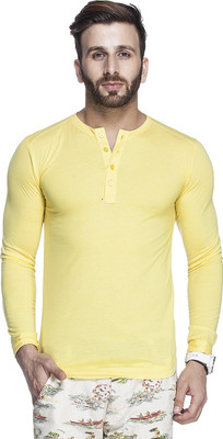 

Tinted Solid Men's Henley Reversible Yellow T-Shirt