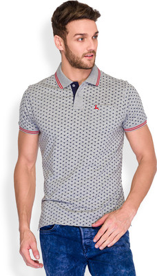 

Parx Printed Men' Polo Neck Grey T-Shirt
