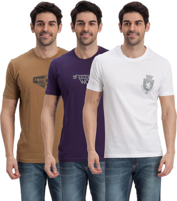 

Fritzberg Printed Men's Round Neck Multicolor T-Shirt(Pack of 3)