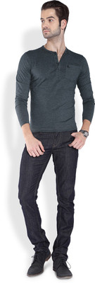

Parx Solid Men's Henley Blue T-Shirt