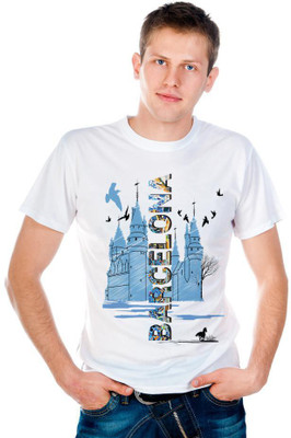 

6th Cross Graphic Print Men's Round Neck White T-Shirt
