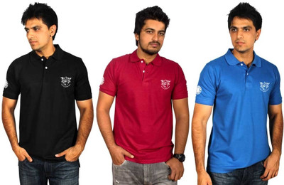 

SayItLoud Solid Men's Polo Neck Multicolor T-Shirt(Pack of 3, Black;red;blue