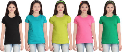

FabTag - Sini Mini Girls Solid T Shirt(Multicolor