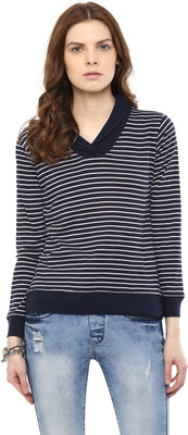 

Hypernation Striped Women's Draped Neck Blue, White T-Shirt