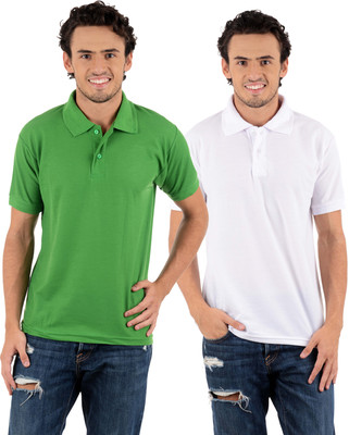 

Blaze Solid Men's Polo Neck Multicolor T-Shirt(Pack of 2, Light green;white