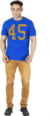 

ISHWA Graphic Print Men's Round Neck Blue T-Shirt, Royalblue