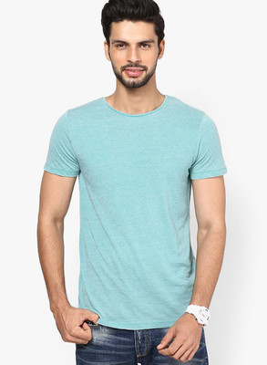 Jack & Jones Solid Men's Round Neck Green T-Shirt, Latigo bay