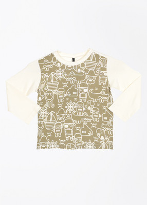 

United Colors of Benetton Boys Printed T Shirt(White, Pack of 1, 74