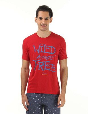 

Wrangler Printed Men's Round Neck Red T-Shirt, Chilli pepper