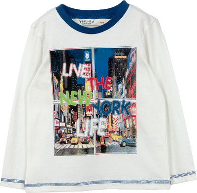

Beebay Boys Graphic Print T Shirt(White, Pack of 1)