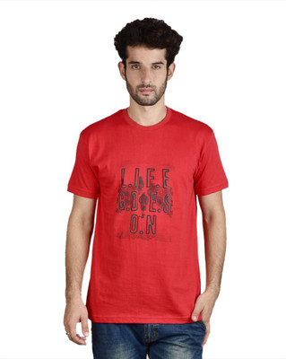 

Menlo Graphic Print Men's Round Neck Red T-Shirt