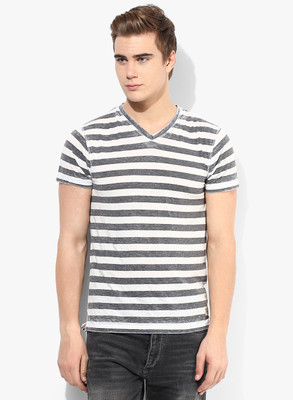 

Jack & Jones Striped Men's V-neck Black T-Shirt