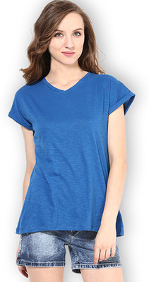 

Martini Solid Women's V-neck Blue T-Shirt