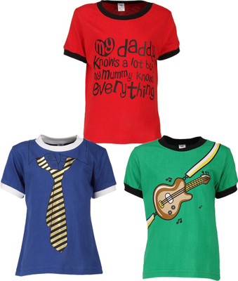 

Gkidz Boys Printed T Shirt(Multicolor, Pack of 3, Black