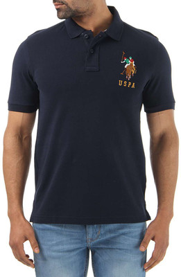 

U.. Polo Assn. Solid Men' Polo Neck Dark Blue T-Shirt, Navy