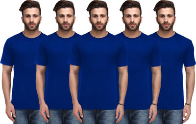

Nitlon Solid Men' Round Neck Multicolor T-Shirt(Pack of 5, Assorted