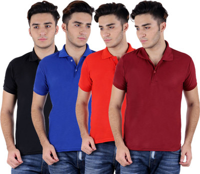 

Sanvi Traders Solid Men Polo Neck Multicolor T-Shirt(Pack of 4