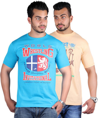 

Shineway Graphic Print Men's Round Neck Multicolor T-Shirt(Pack of 2, Bawa color;turquoise