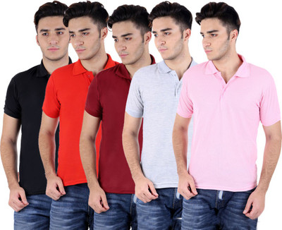 

Sanvi Traders Solid Men Polo Neck Multicolor T-Shirt(Pack of 5