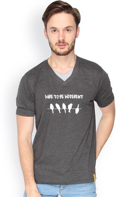 

Campus Sutra Solid Men V-neck Grey T-Shirt, Charcoal