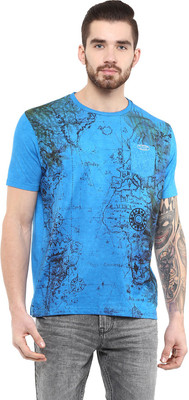 

Fritzberg Printed Men's Round Neck Blue T-Shirt, T.blue