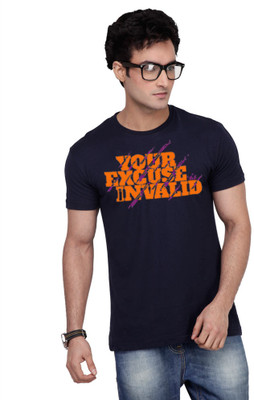 

Inkovy Graphic Print Men's Round Neck Dark Blue T-Shirt, Navy