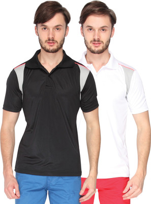 

Campus Sutra Solid Men Polo Neck Denim Black, White T-Shirt(Pack of 2