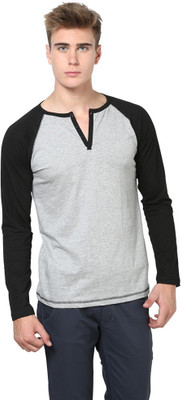 

Unisopent Designs Solid Men' Henley Grey, Black T-Shirt
