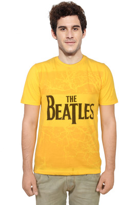 Share Printed Men's Round Neck Yellow T-Shirt