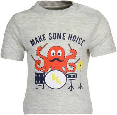 

Chirpie Pie by Pantaloons Boys Graphic Print Cotton T Shirt(Grey, Pack of 1, Grey melange