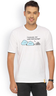 

Campus Sutra Printed Men Round Neck White T-Shirt