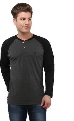 

The Cotton Company Solid Men's Henley Grey, Black T-Shirt, Shadow grey and carbon black