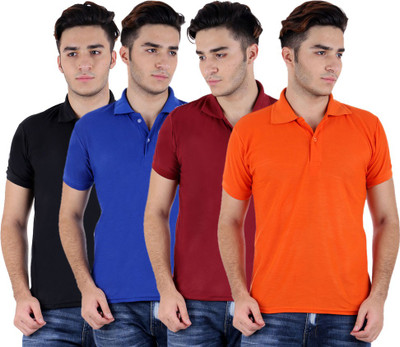 

Sanvi Traders Solid Men Polo Neck Multicolor T-Shirt(Pack of 4