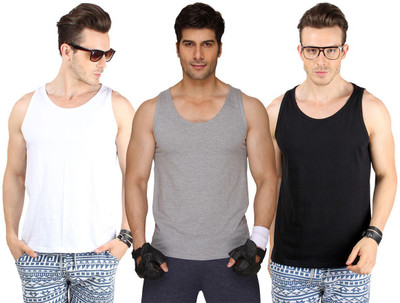 

SayItLoud Men Vest(Pack of 3, Black;grey;white