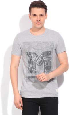 

United Colors of Benetton. Printed Men' Round Neck Grey T-Shirt, 501