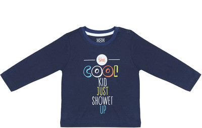 

Wow Mom Boys Printed Cotton T Shirt(Dark Blue, Pack of 1, Dark royal