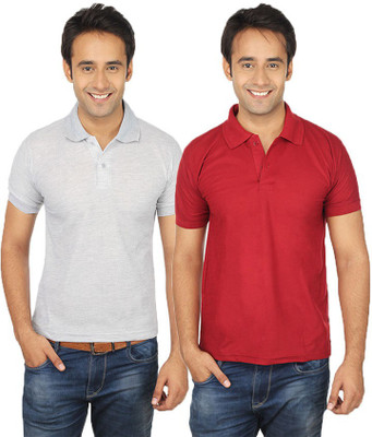 

Quetzal Solid Men's Polo Neck Grey, Maroon T-Shirt(Pack of 2