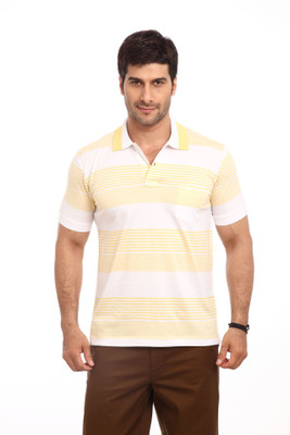 

ColorPlus Striped Men's Flap Collar Neck Yellow T-Shirt