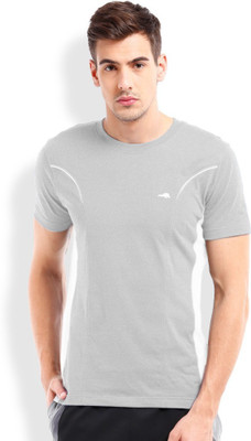 

2Go Solid Men Round Neck Grey T-Shirt, Grey/white