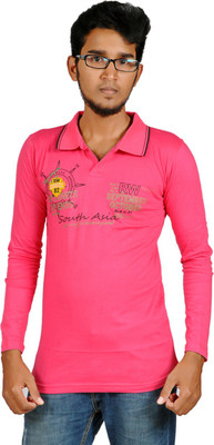 

Harsha Printed Men' Polo Neck Pink T-Shirt