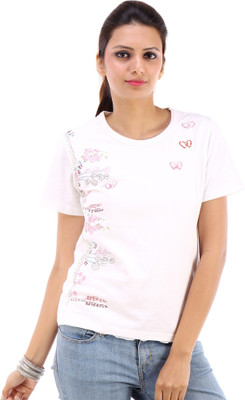 

Urban Religion Embellished Women's Round Neck White T-Shirt