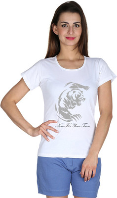 

Faireno Printed Women' Round Neck White T-Shirt